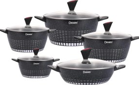 تصویر سرویس قابلمه ۱۷پارچه برند دسینی اصلی طلایی 