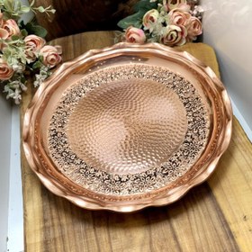 تصویر سینی مسی سایز کوچک(مدل گلبرگ) 