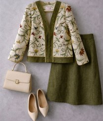 تصویر ست کت ودامن مجلسی زنانه سوزن دوزی 