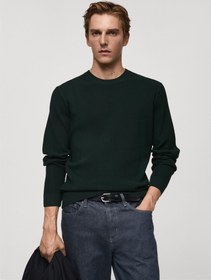 تصویر سویشرت بافتنی کتان راه‌راه برند mango man Ribbed Cotton Knitted Sweater