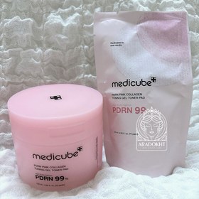 تصویر پد تونر ژلی صورتی PDRN و کلاژن مدی کیوب Medicube PDRN Pink Collagen Toning Gel Toner Pad