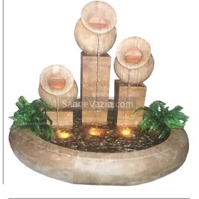 تصویر آبنما خانگی مدل سنگی سه کوزه ای 