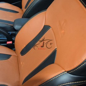 تصویر روکش صندلی چری تیگو 5 چرم فابریک رنگ مشکی و پرتغالی 