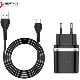 تصویر شارژر دیواری فست شارژ Hoco C12Q QC3 18W + کابل Hoco C12Q QC3.0 18W Fast Wall Charger With