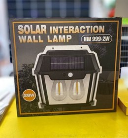 تصویر چراغ دیواری خورشیدی سنسوردار دوقلو SOLAR LIGHT OUTDOOR