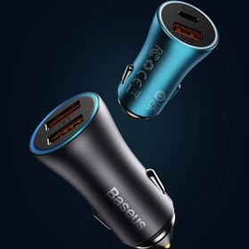 تصویر شارژرفندکی40وات باسئوس مدلGOLDEN CONTACTOR به همراه کابل Baseus car charger ccjdz-c 40w