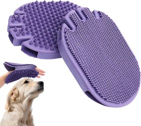 تصویر دستکش حمام و برس دو طرفه سگ و گربه ردون Pet Bath Massage Brush - Double-Sided Dog Grooming Brush