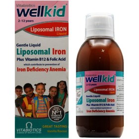 تصویر شربت آهن ول کید لیپوزومال ویتابیوتیکس 200 میل Wellkid Liposomal Iron Liquid Vitabiotics 200ml