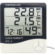 تصویر دماسنج، رطوبت سنج HTC-2 ساعت رومیزی HTC-2 Temperature Clock Humidity 