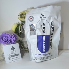 تصویر صابون کپسولی گلوتا (Gluta Capsule Soap) – مدل‌های ویتامین C، تی تری و کلاژن - آبی (Gluta Capsule Soap)