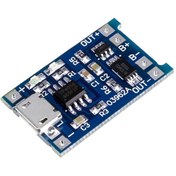 تصویر ماژول شارژر باتری لیتیومی TP4056 با مدار محافظ و Micro USB 