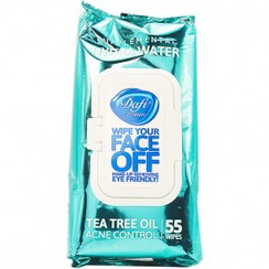 تصویر دستمال مرطوب پاک کننده آرایش حاوی روغن درخت چای دافی Face Off Tea Tree Oil Make-Up Remover Hydra Water| 55 wipes DAFI