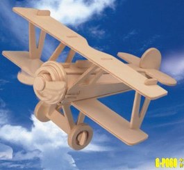 تصویر پازل چوبی هواپیمای دو باله ملخی دو ورقی کوچک 