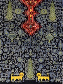 تصویر فرش دستبافت 6متری تمام پشم نقش قشقایی گل ابریشم رنگ گیاهی کد 0500084 