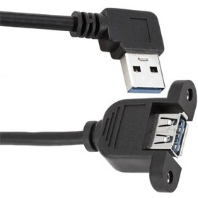 تصویر افزایش یو اس بی پنلی سری نر ۹۰ درجه تخت USB PANEL FLAT MALE 90 DEGREE EXTENSION CABLE