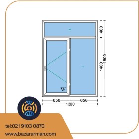 تصویر پنجره دوجداره upvc با شیشه ۴و۴ ساده به ابعاد 1800*1300 پروفیل وین تک 