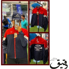 تصویر سویشرت بادگیر ورزشی بروکس Brooks MCM 20 قرمز سرمه ای BROOKS MCM 20 EVENT JACKET