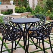 تصویر میز و صندلی درختی و شاخ و برگی حیاطی - سفید Tree table and chairs and yard foliage