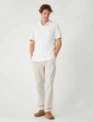 تصویر شلوار چینو با جزئیات جیب از مخلوط پنبه کتان - کتان - Koton -- 841086837- اورجینال 