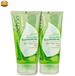 تصویر ژل شستشو صورت شون (Schon) مدل Aloe Vera & Green Tea حجم ۱۵۰ میلی لیتر مجموعه ۲ عددی Schon face wash gel, Aloe Vera & Green Tea model, volume 150 ml, set of 2