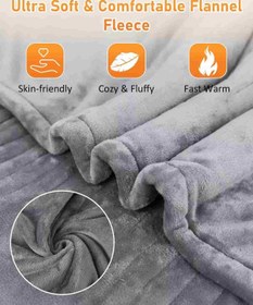 تصویر پتو برقی برند JERVAMNI مدل TSK-1SC JERVAMNI Electric Blanket Heated Throw - Fast Heating, Thermostatic Control, 10 Heating Levels, 10H Timer, Flannel Fleece Material, Machine Washable