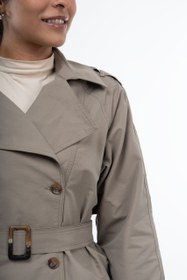 تصویر کت بارانی یقه انگلیسی گردویی Goretex jacket with English collar,Walnut