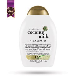 تصویر شامپو مو او جی ایکس OGX مدل شیر نارگیل coconut milk حجم 385 میلی لیتر 