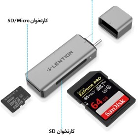 تصویر کارت خوان USB-C برند لنشن Lention مدل C7 