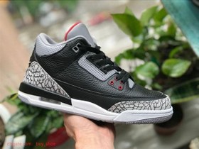 تصویر کتونی بچه گانه نایک ایر جردن ۳ طوسی مشکی Nike Air Jordan 3 