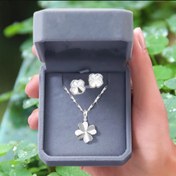 تصویر 0235. نیم ست نقره مدل شبدر چهاربرگ 