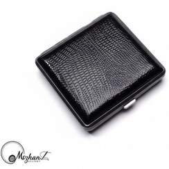 تصویر جعبه سیگار چرم لیزارد مشکی کد 1140 