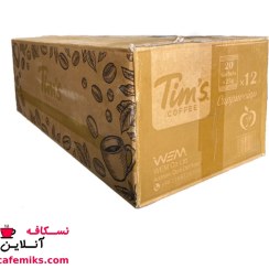 تصویر کاپوچینو تیمز Tims بسته 20 عددی باکس 12 بسته ای tims cappuccino powder 20 pcs 12 packet