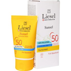 تصویر کرم ضدآفتاب سانسل پوست مختلط لایسل 40 میلی لیتر(بژ طبیعی) Liesel Sunsel Combination Skin Sunscreen Cream SPF50+ 40 ml