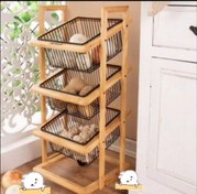 تصویر جا سیب زمینی و پیاز چوبی ۳ طبقه 