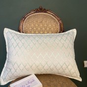 تصویر روبالشی مخمل مدل لوزی پسته ای مجموعه دو عددی 