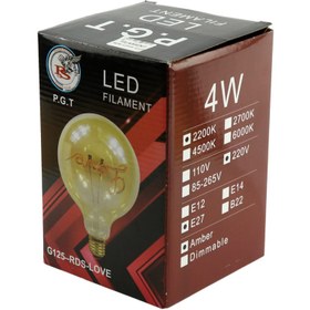 تصویر لامپ ادیسونی فیلامنتی Filament G125-RDS-LOVE E27 4W Filament G125-RDS-LOVE Edison Bulb Lamp E27 4W