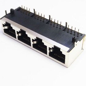 تصویر کانکتور شبکه RJ-45 بدنه فلزی 4*1 (4 پورت) 