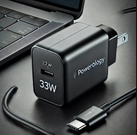 تصویر شارژر دیواری پاورولوژی مدل powerology PD Charger توان 33w 