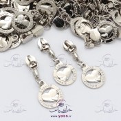 تصویر سرزیپ فلزی فانتزی مدل دو قلب نقره ای نمره 5 