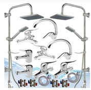 تصویر ست شیرآلات قهرمان مدل آیدا ۲۰ تکه با علم دوش رسوبگیر اتومات 