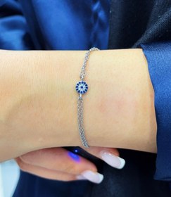 تصویر دستبند نقره دخترانه طرح چشم نظر مینیمال code 1 Silver bracelet