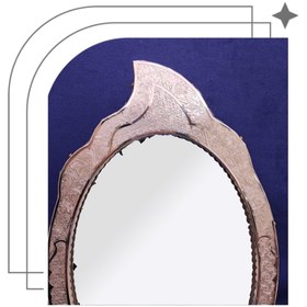 تصویر آینه نقره مدل بیضی تاجدار سبک عیار 840 