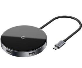 تصویر شارژر وایرلس و هاب چهار پورت بیسوس Baseus WXJMY-0G Circular Mirror Wireless Charger HUB 