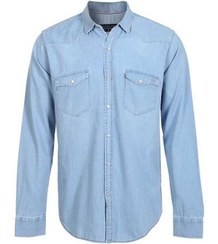 تصویر پیراهن جین مردانه آستین بلند آبی روشن Siawood 