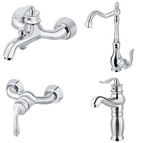 تصویر شیر کی آی جی - KIG - مدل آلبرت - کروم / ست 4 تیکه KIG FAUCET - ALBERT MODEL