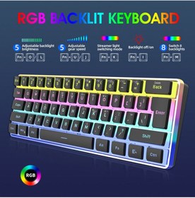 تصویر Rock Pow 60% Hot swap Mechanical Feeling Gaming Keyboard with PBT Pudding Keycaps,RGB Backlit Wired USB Optical Switches Keyboards Full Keys Programmable for Windows MAC PC Gamers Gateron Optical Blue 