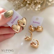 تصویر گوشواره حلقه‌ای دخترانه ژوپینگ مدل قلب آینه‌ای کد-1552 XUPING Heart Hoop Earrings-1552