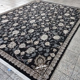 تصویر فرش 500 شانه تراکم 1500 طرح هستی مشکی (ارسال رایگان) - 6 متری(2در3) 
