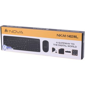 تصویر کیبورد و موس بی سیم نوا NKM-1402WL Nova NKM-1402WL Wireless Mouse And Keybord