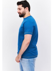 تصویر تی‌شرت مردانه یقه گرد با آستین‌های کوتاه و طرح ساده، آبی روشن برند esprit Men Crew Neck Shorts Sleeves Graphic Plain T-shirt, Light Blue